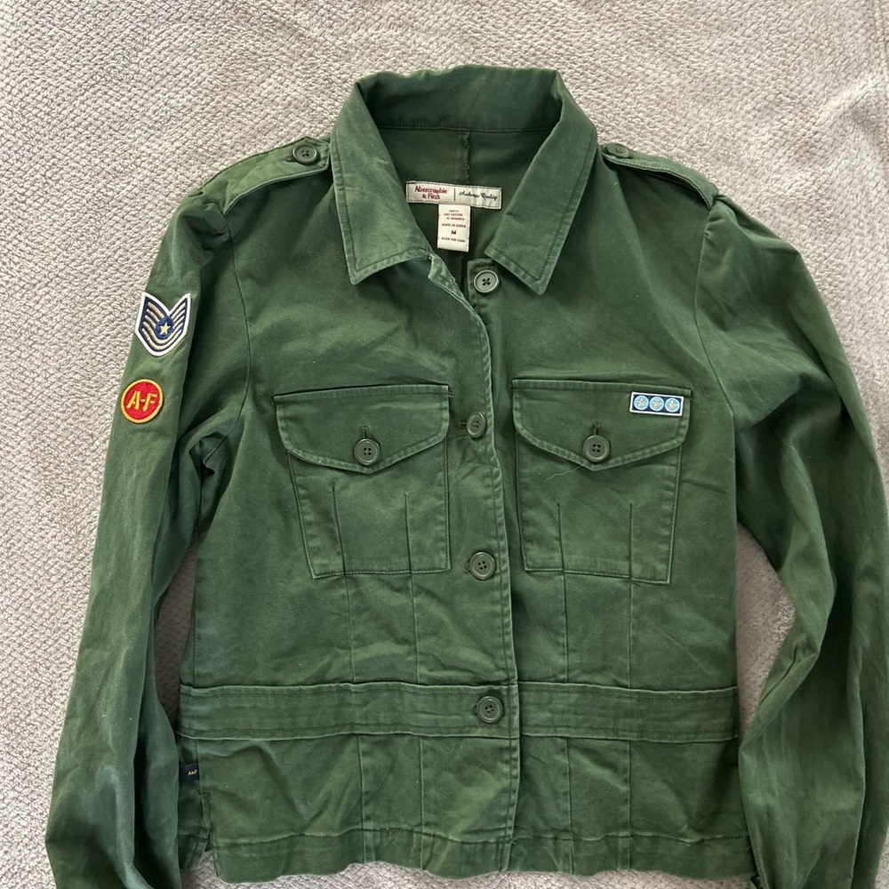 Women’s Abercrombie & Fitch jacket blazer army green button down size Medium